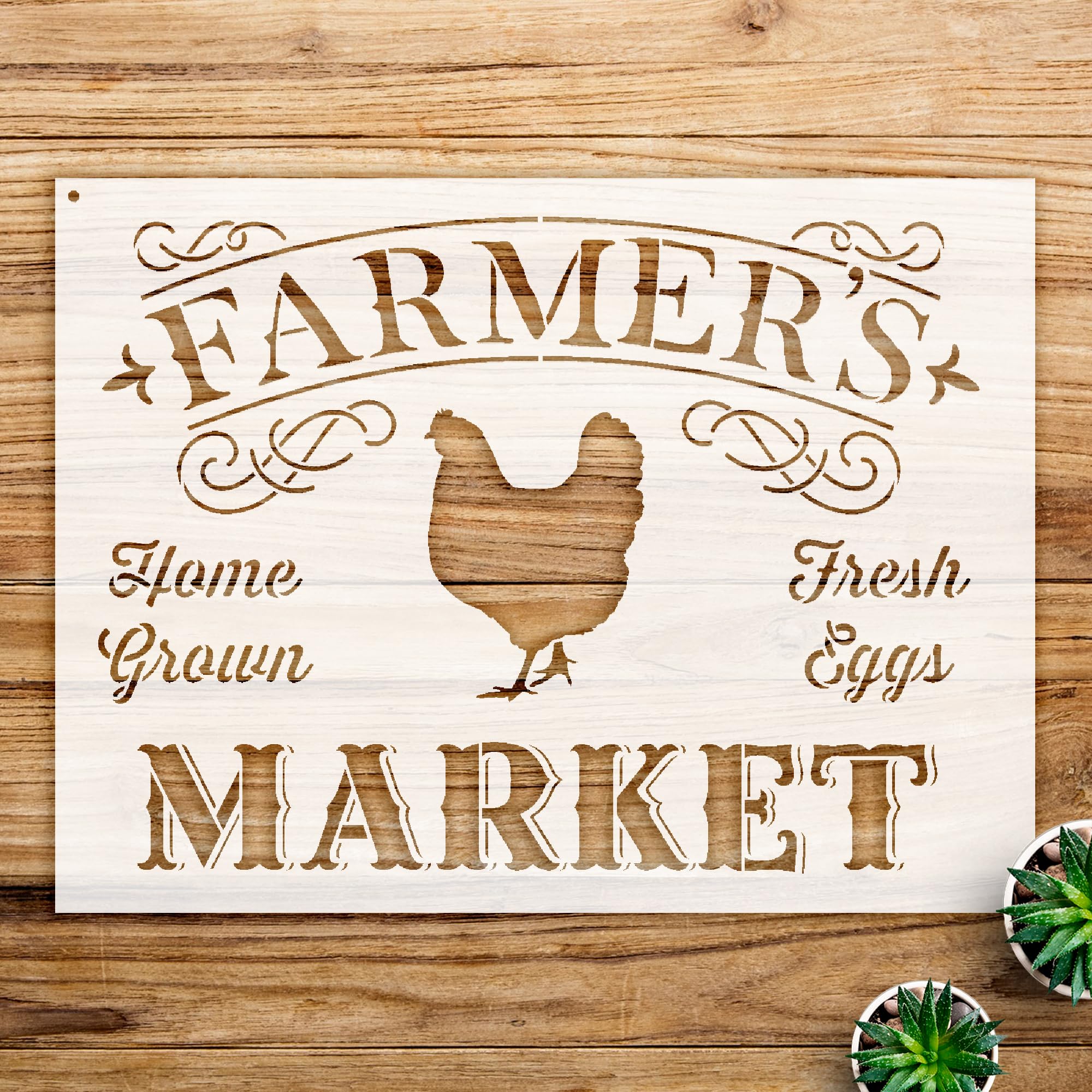 Farmers Market Word Art Stencil for Walls and Crafts, Reusable Mylar Template, Ideal for Home Decor and DIY Projects - Size A1 (33.1