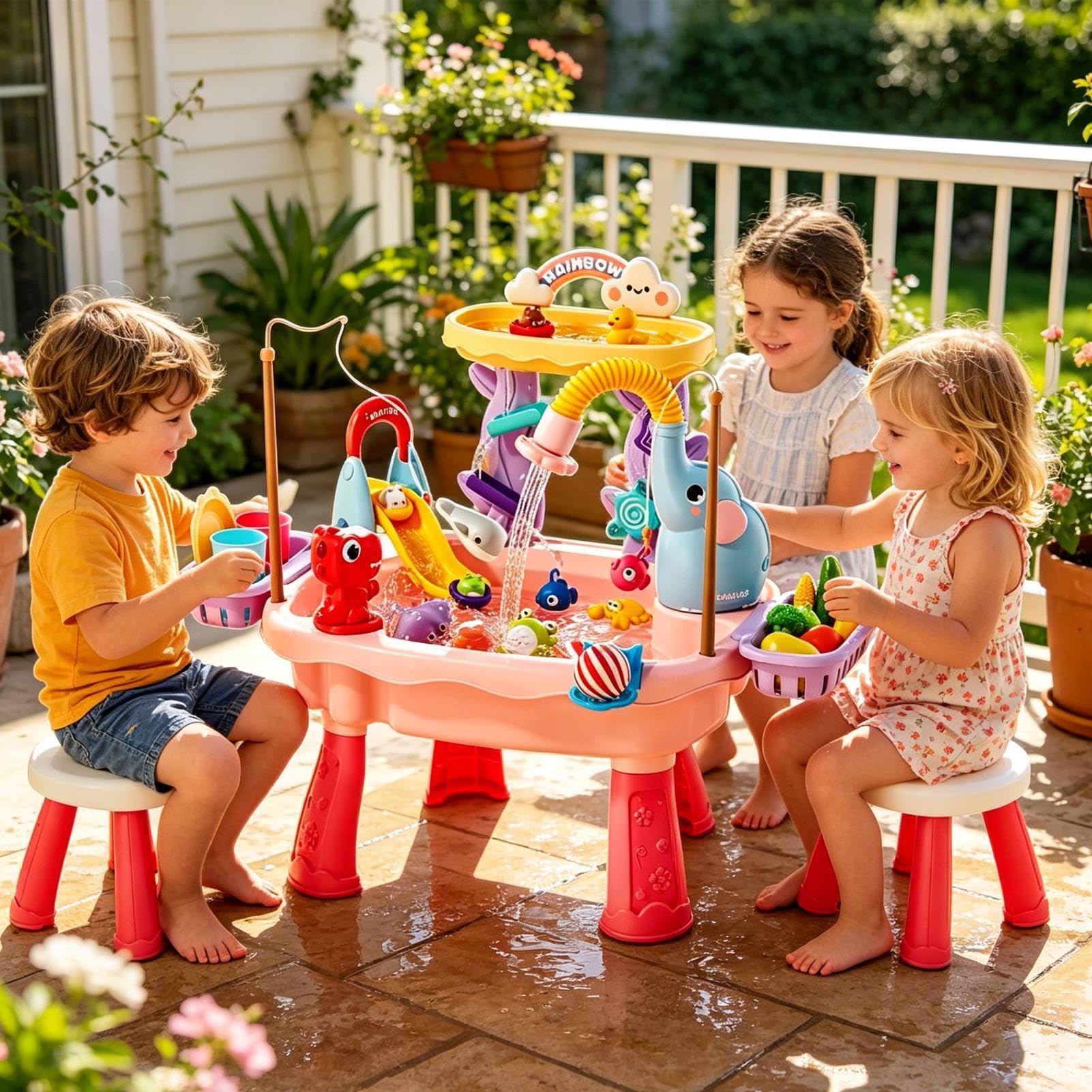 Tavolo Acqua Attività Giocattolo Da Pesca Con Pompa Elettrica | Set Di Attività Sensoriali Per Bambini per Bambini e Bambine Piccoli Patio Spiaggia Campeggio Asilo Casa Bagno Sala Giochi