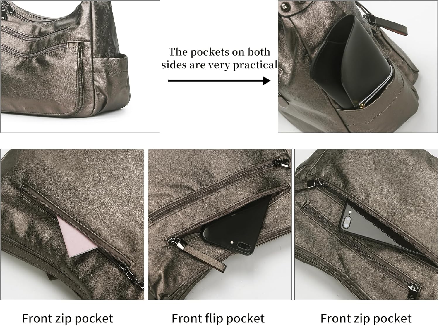 Artwell Fashion Crossbody Bag For Women Shoulder Bag Soft PU Leather Handbags Purses Multi Pocket Hobo Tote Bag - Image 3