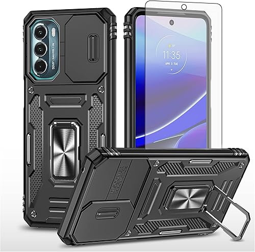 Asuwish Funda para teléfono Motorola Moto G Stylus 5G 2022 con protector de pantalla de vidrio templado y cubierta deslizante para cámara