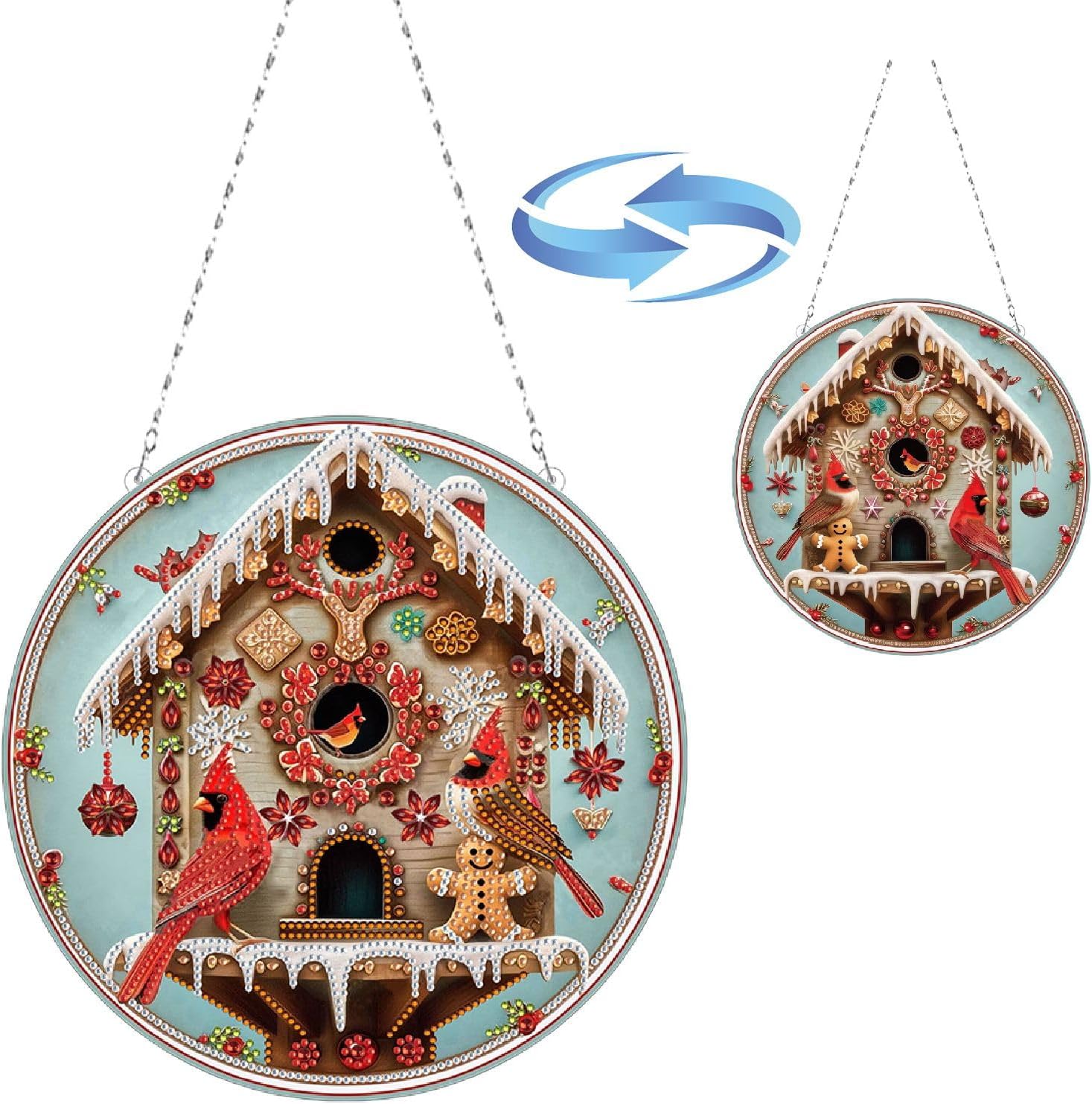 ARTopet 4Pcs DIY Diamond Pendant Ornament Christmas Special Shaped Crystal Diamond Art Painting Hanging Single Sided Diamond for Home Garden Wall Door Decor-Snowman