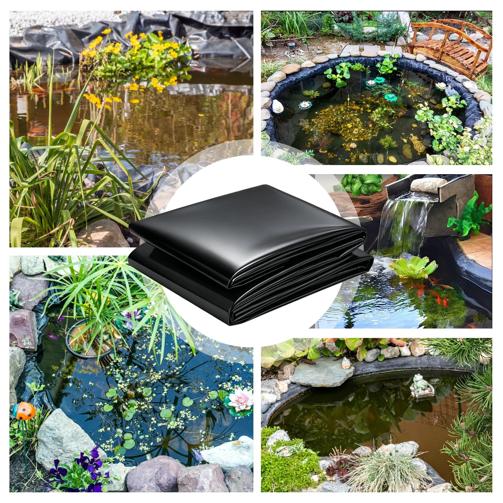 Teichfolie 2x2m, HDPE, 0.2mm Stärke, Schwarz | Wasserdicht, UV-beständig, Flexibel, Faltbar, Für Gartenteich & Aquakultur