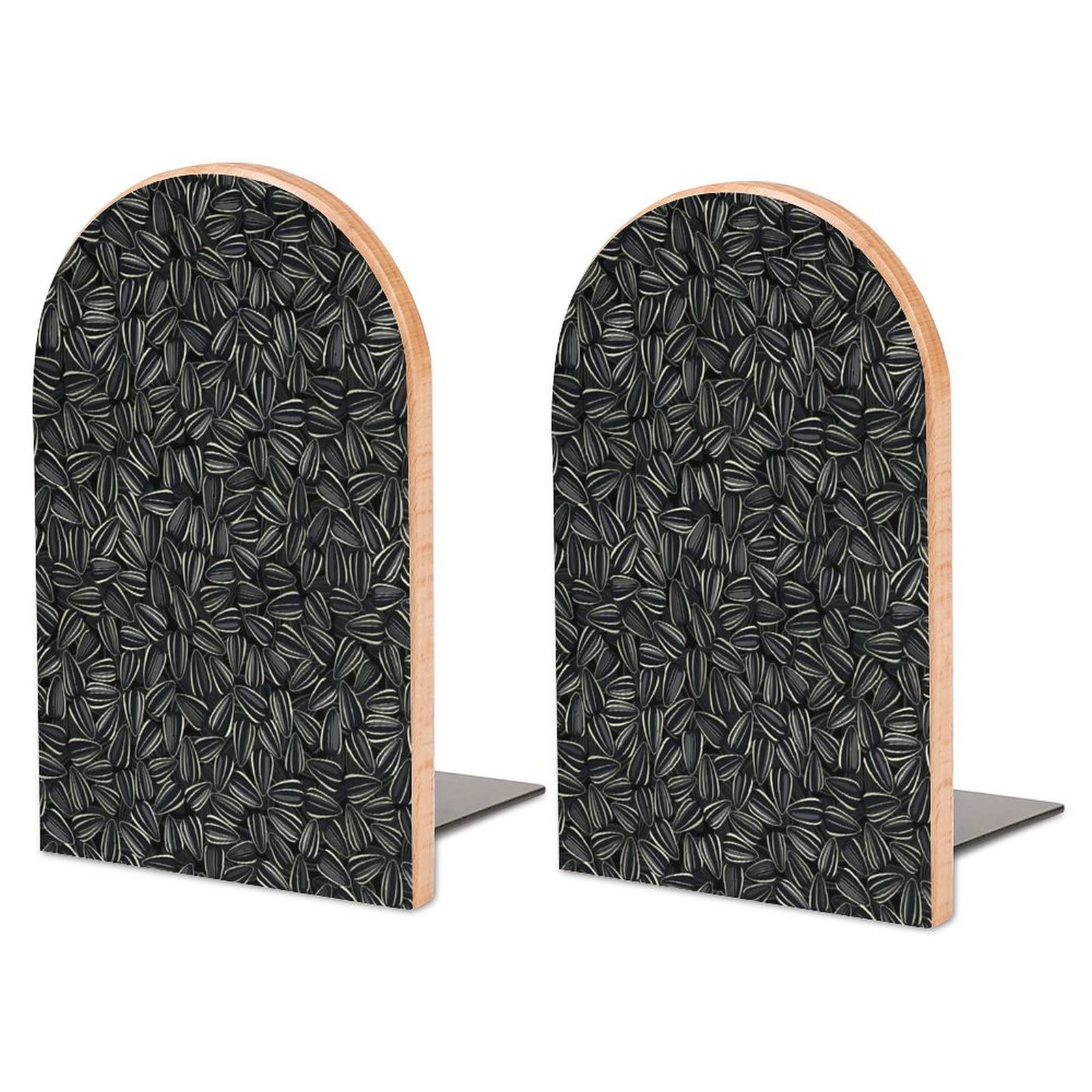 Sunflower Seeds Bookends Heavy Duty Book Stand 1 Pair for Home Office Shelves Decorative