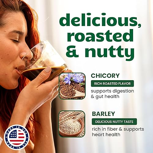 Miniatura 4 de Alternativa de café de hongos con achicoria, cebada tostada, melena de león, cordyceps, cola de pavo, reishi, con hongos funcionales de 2200 mg,