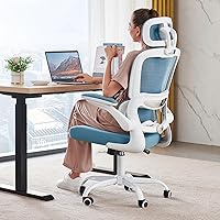 Vista 20 de TRALT Silla de oficina ergonómica, silla de escritorio ergonómica de 330 libras, sillas de escritorio de oficina de malla para el hogar con ruedas