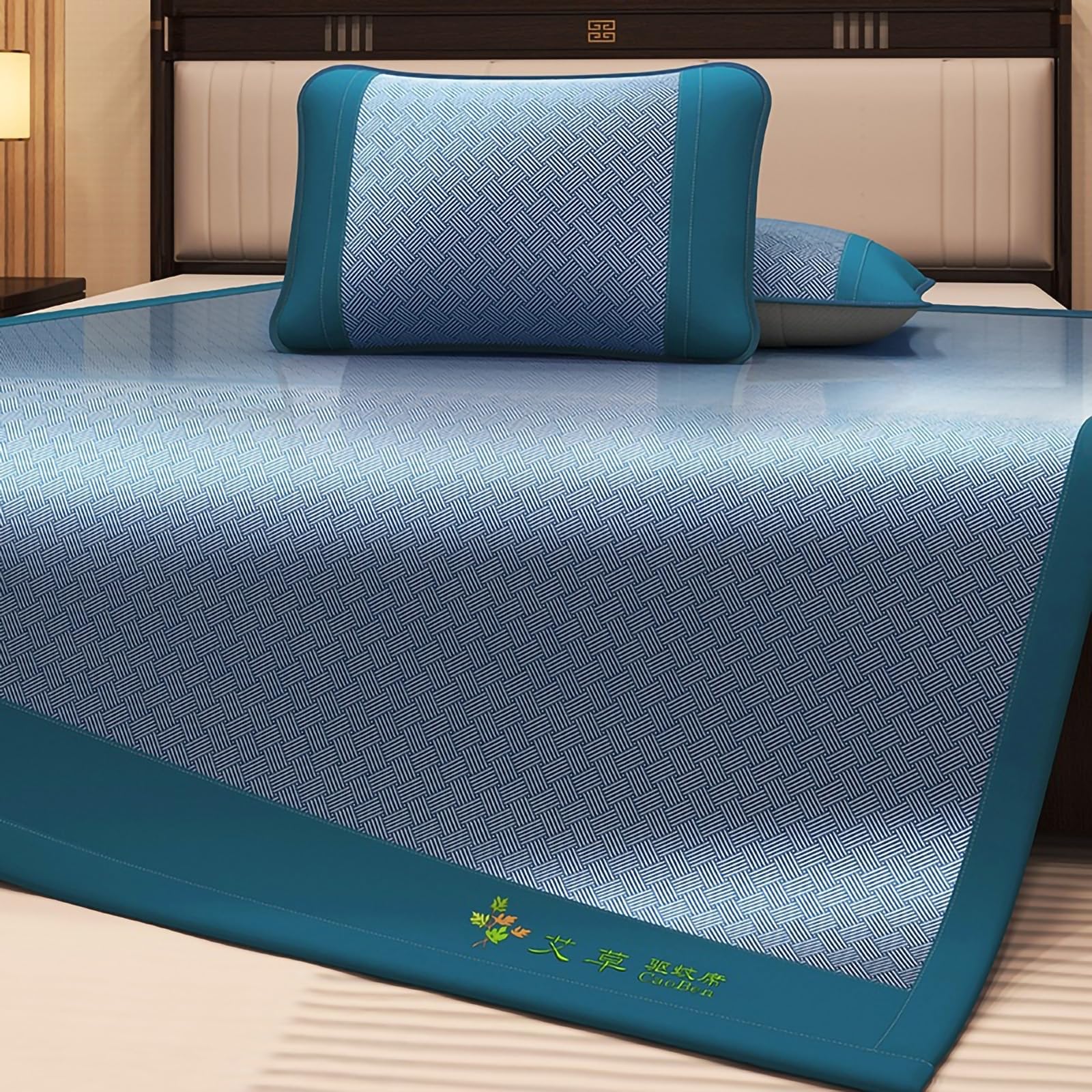 FCHZJCZYT Summer Sleeping Mat, Foldable Breathable Cool Absorb Sweat Sleeping Mat, Rattan Cooling Mat, with Pillowcase, Cooling Bed for Home School Dormitory