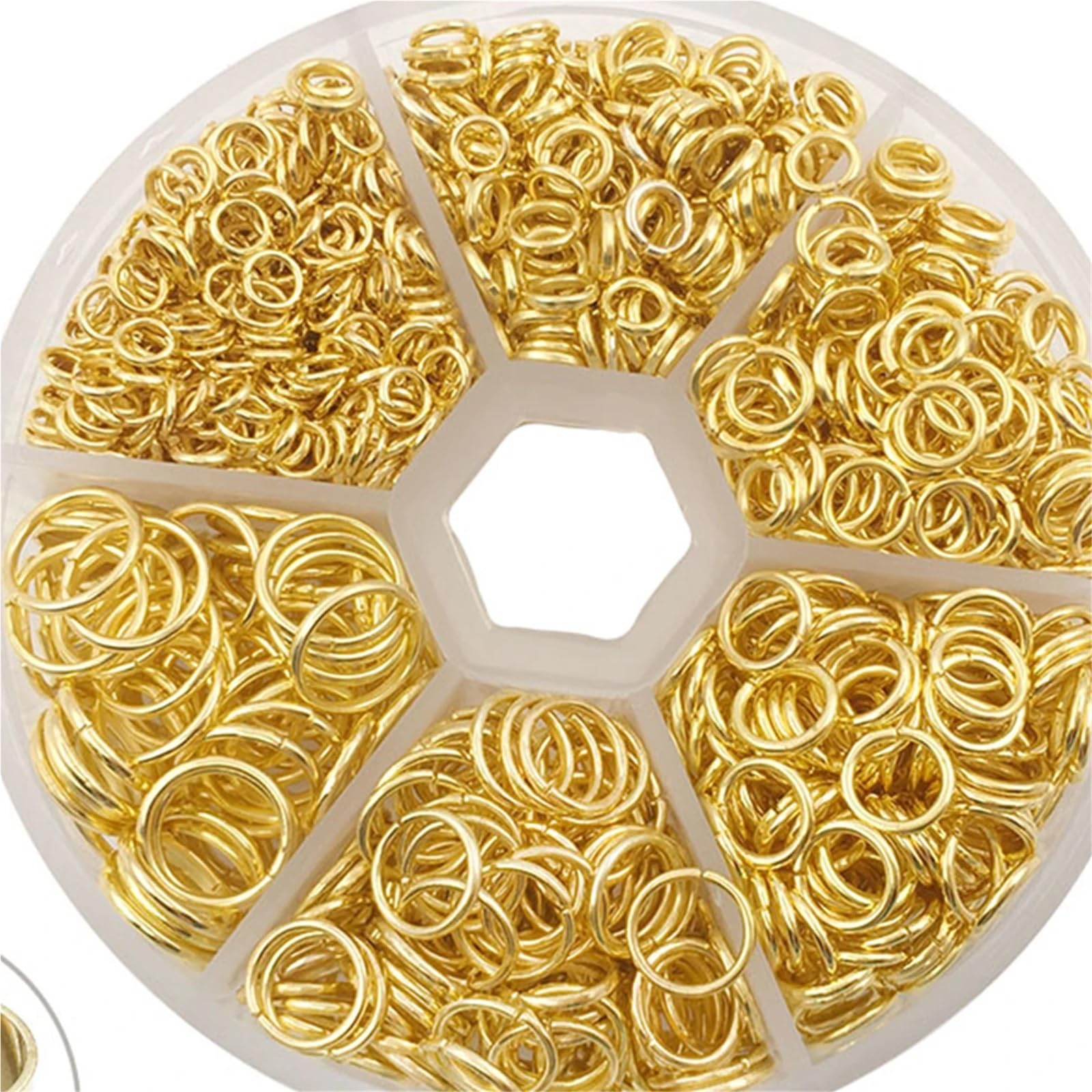 Biegeringe für Schmuckherstellung, 6 Boxen, offene Binderinge, Splitverbinder, Eisenring für DIY-Schmuckherstellung (4 mm, 6 mm, 8 mm, 10 mm) (Mix)