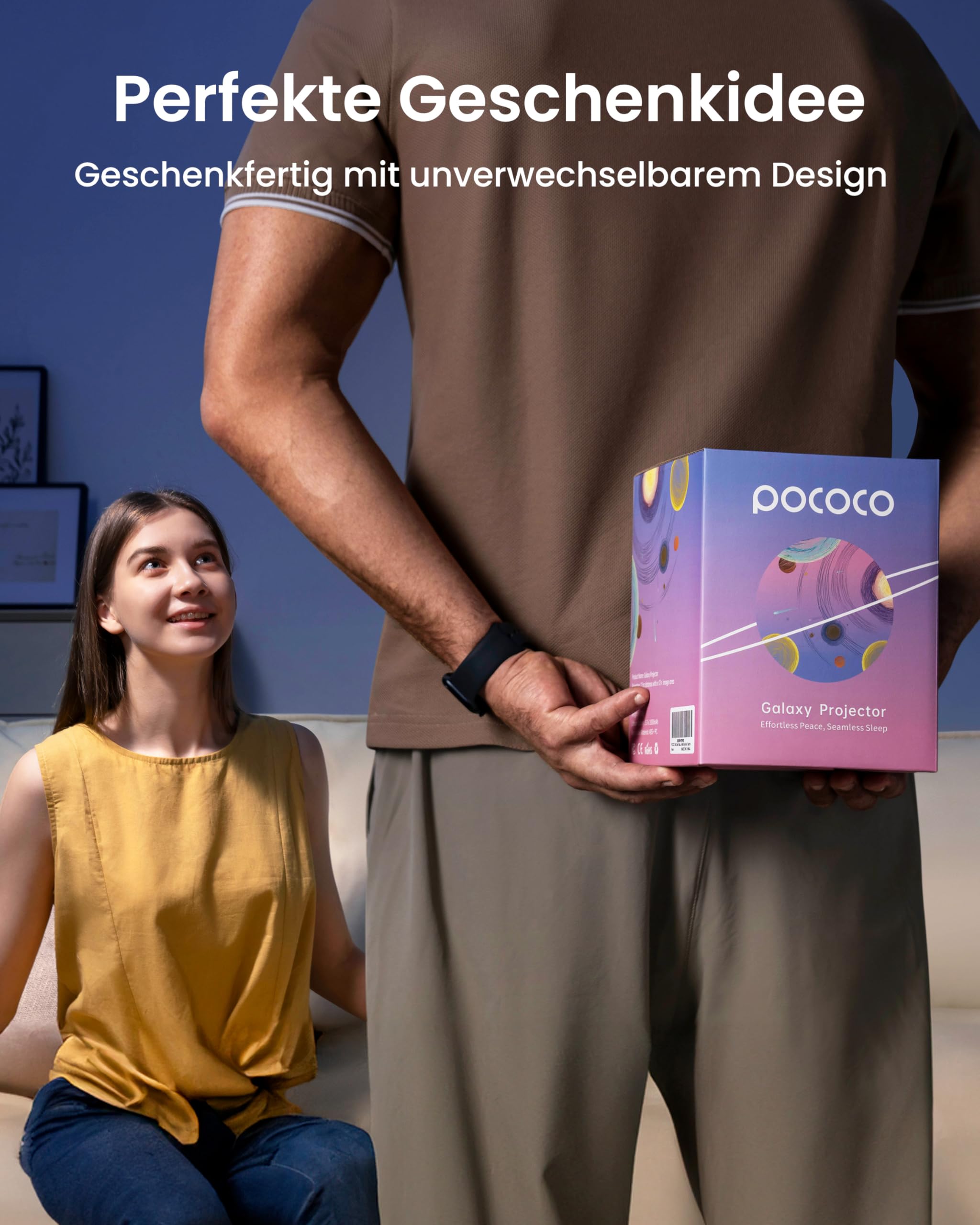 POCOCO Sternenhimmel Projektor, LED Galaxy Projektor, Planetarium für Kinder & Erwachsene, Aurora Nachtlicht mit 2 Discs & Timer