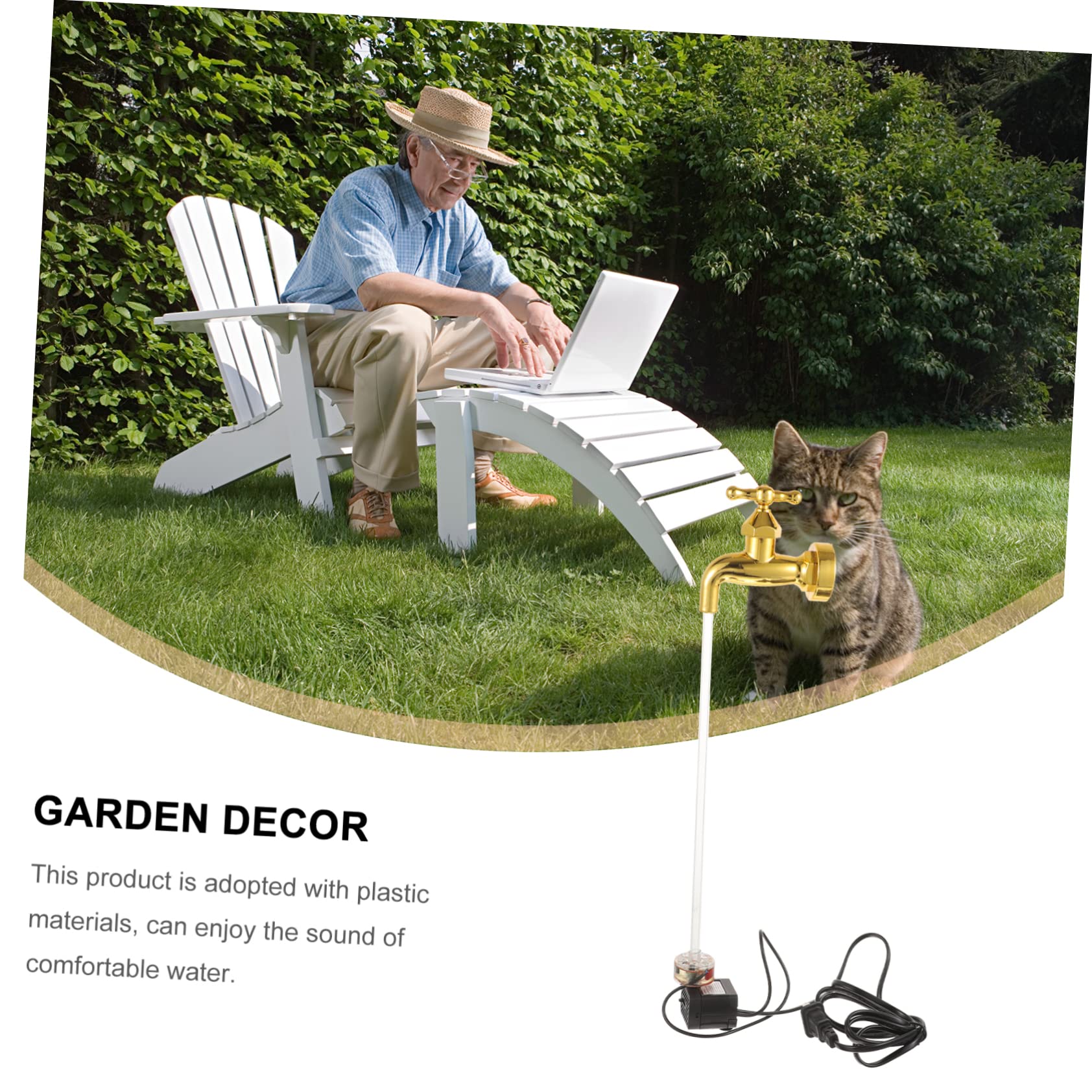 HANABASS Water Faucet Garden Statue Outdoor Fountain Ornament Invisible Flowing Water Spout