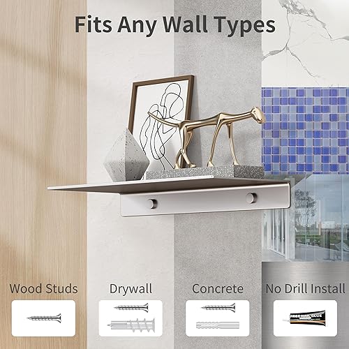 Miniatura 7 de Danpoo Estante de pared de metal estante flotante pequeño estante de pared de baño estantes de exhibición de 12 pulgadas para almacenamiento de