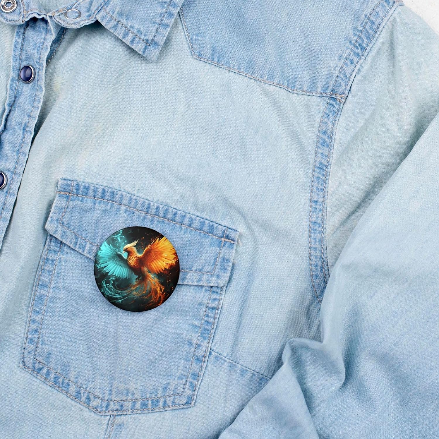 Fire And Water Phoenix Button Pins 1 Pc, 2.4 Inch Round Button Badges Metal Personalized Picture Photo Pin Buttons Kit For Craft Supplies Christmas Diy Party Projects image 4