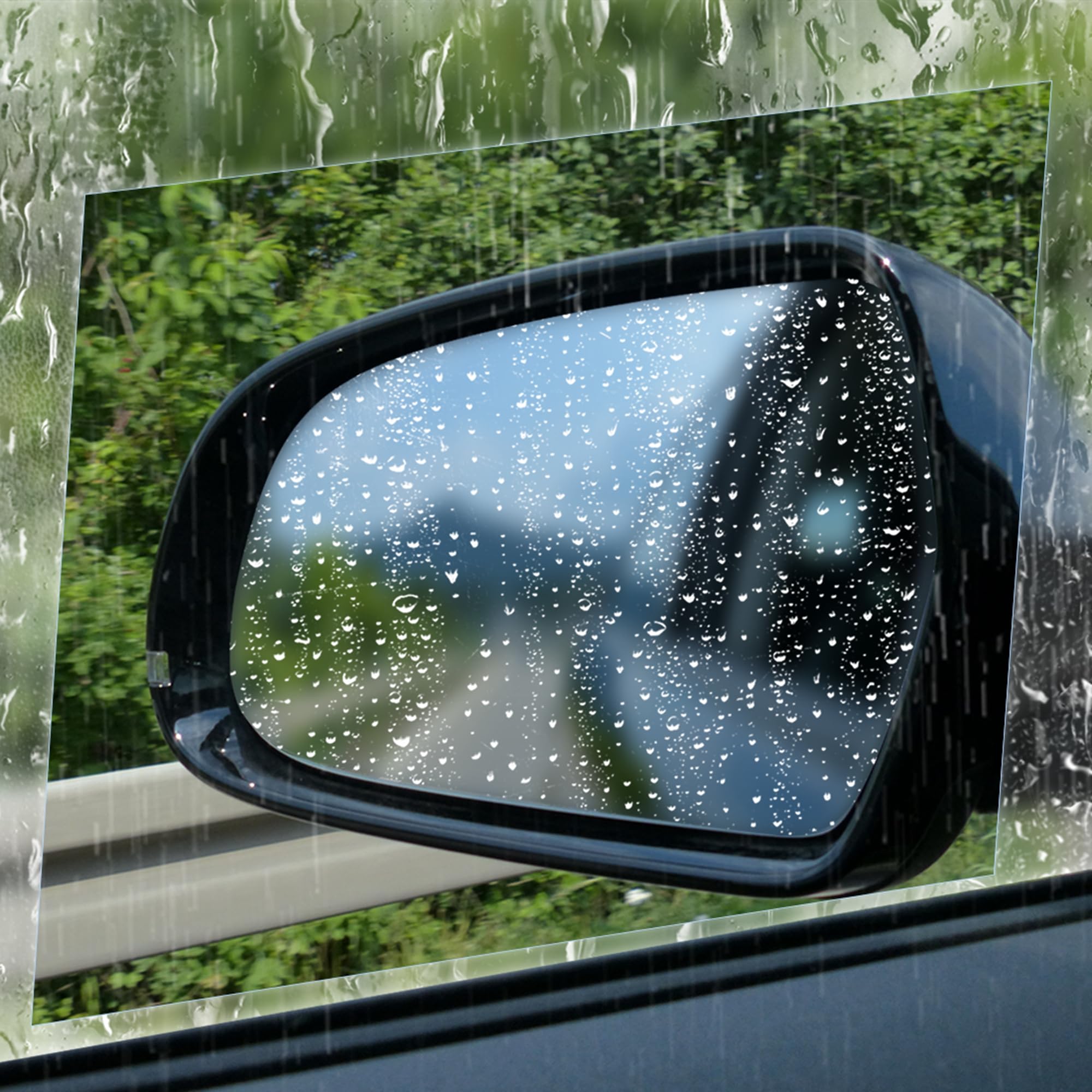 X AUTOHAUX 2pcs 200mm x 175mm Car Side Window Anti Rain Film Anti-Fog Waterproof Scratchproof Protective Clear Sticker
