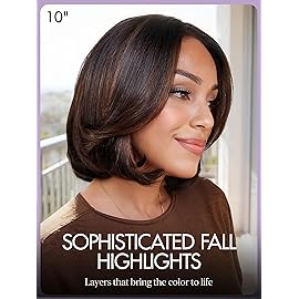 LUVME HAIR 5X5 Layered Cut Bob Wig 100% Human Hair Wigs Glueless 10 Inches Bob Pre Cut Plucked Lace Short Wig Ready To Go Bleached Knots Middle Part Brown Highlight Wigs