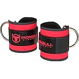 Iron Bull Strength Ankle Straps for Cable Machines (Pair) - Double D-Ring Attachment, Fully Adjustable, Breathable Comfort Neoprene - for Legs, Glutes, Abs and HIPS Workouts - Fits Women & Men