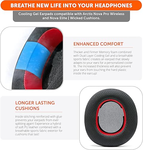Miniatura 11 de WC Freeze Nova Pro Wireless - Almohadillas de gel refrescante para Arctis Nova Pro Wireless y Nova Elite (no se ajustan a otros modelos), por Wicked