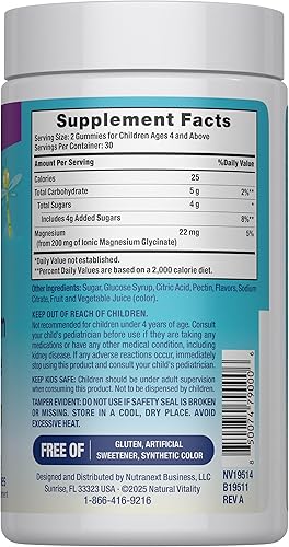 Miniatura 2 de Natural Vitality Kids Calm  Gomitas de glicinato de magnesio  Sabor a uva  Suplemento sin OMG, vegano y sin gluten  60 unidades