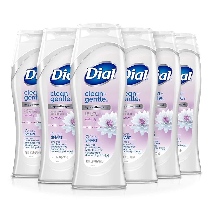 Sabonete líquido corporal Dial Healthy & Sensitive Waterlily, 480 mL, Pacote com 6