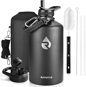 RAYMYLO One Gallon Water Bottle Insulated 128 oz, Stainless Steel