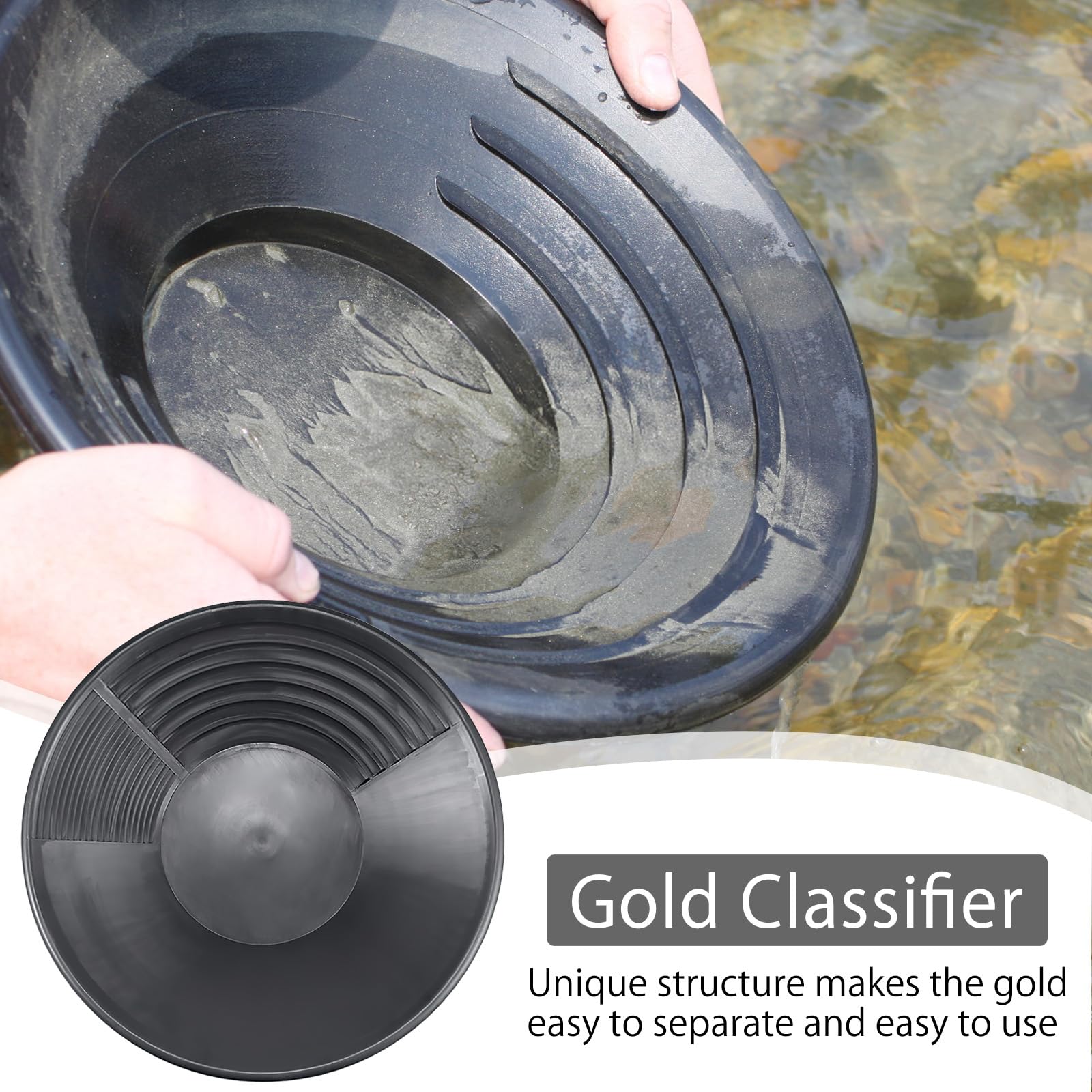 HENGBIRD Gold Panning Pan Abs Gold Sifting, 38,5 X 8,5cm Clasificador De Tamizado De Oro, Accesorio De Bandeja De Tamiz De Lavado Manual Gold Panning Tool Para Arroyos Para Ríos Para Áreas Montañosas