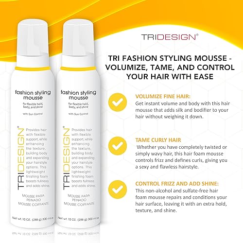 Miniatura 2 de TRI Fashion - Mousse voluminizador para cabello ondulado, domestica rizos, control de encrespamiento y brillo, espuma de peinado para mujeres, 10