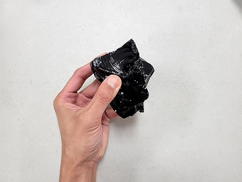 Miniatura 5 de Piedra curativa de obsidiana negra cruda, pieza grande para decoración, curación de cristales, reiki y protección, de 13 a 15 onzas