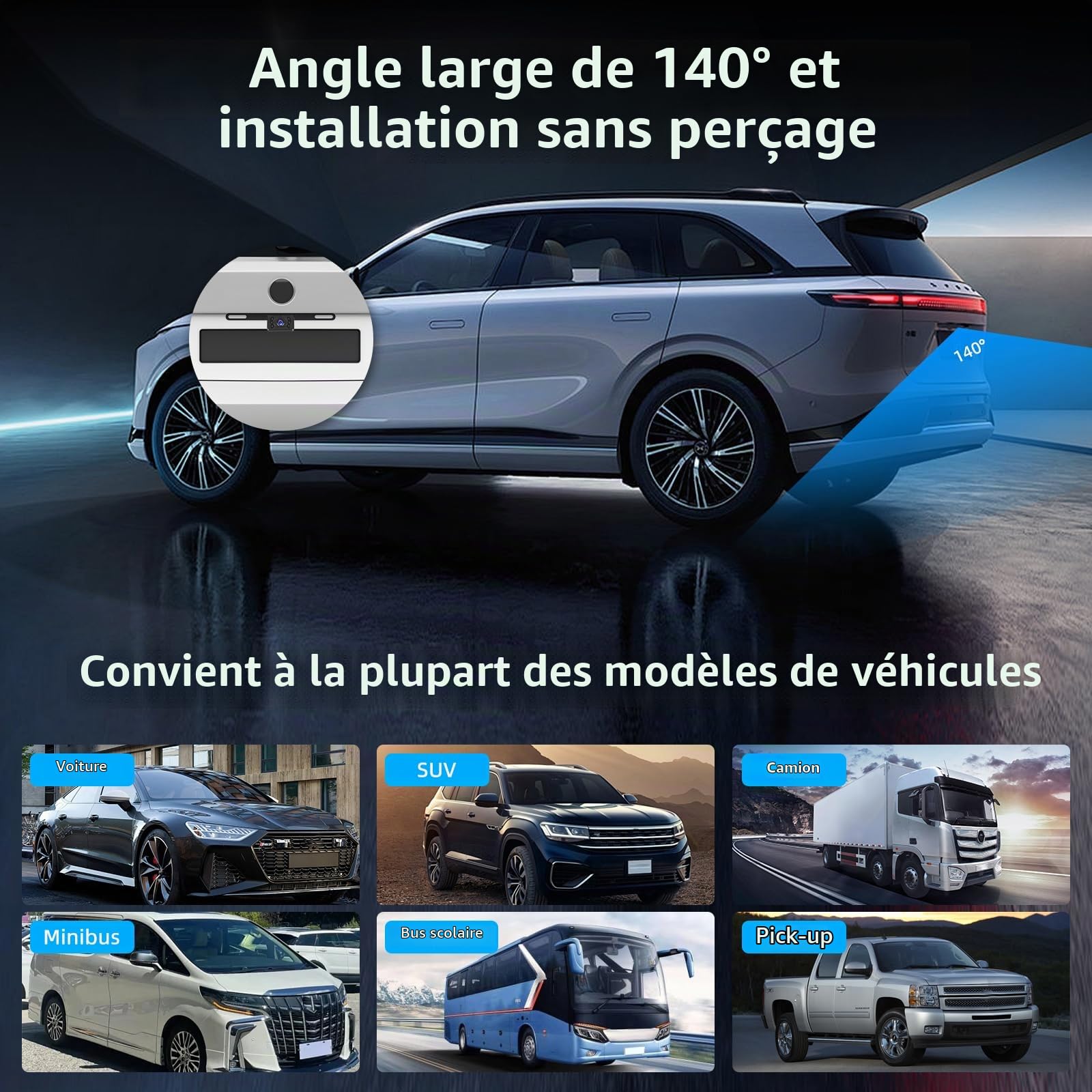 NHOPEEW Kit de caméra de recul sans Fil avec écran IPS de 4,3 Pouces - Caméra de recul étanche IP69 avec Vision Nocturne pour Voiture Camion remorque VR