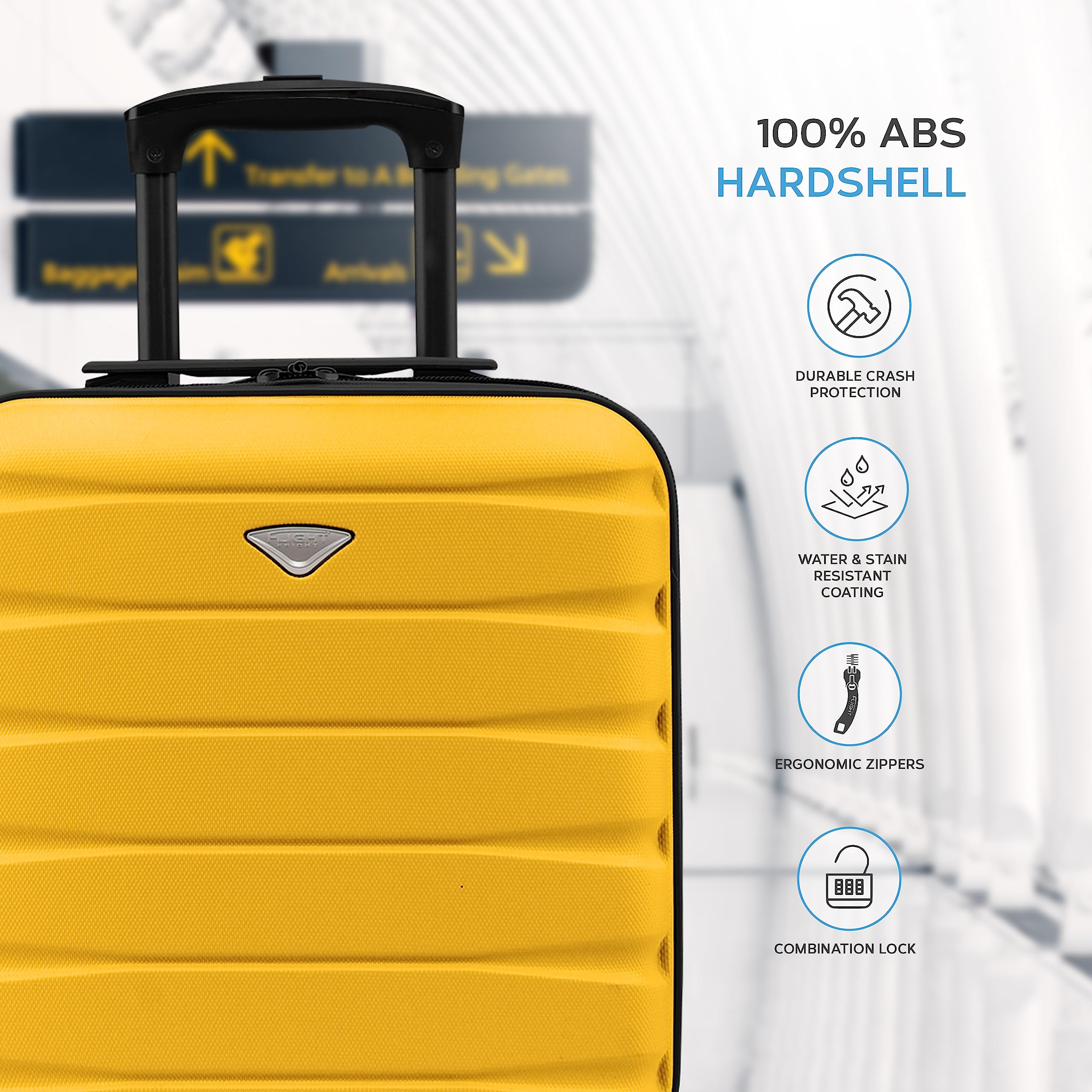 Flight Knight EasyJet Cabin Bag 45x36x20, Underseat, Lightweight Small Durable 4 Wheel Cabin Suitcase, Maximum Carry-On Size, ABS Hard Shell, 10kg Hand Luggage Bag- 45 x 36 x 20 cm Travel Bag