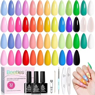 beetles Gel Polish Doodle Dreams - Gel Nail Polish Set Orange Red Purple Nude White Black Blue 25 Colors with Base Glossy Matte Top Coat UV LED Soak Of Gifts for Women Girls