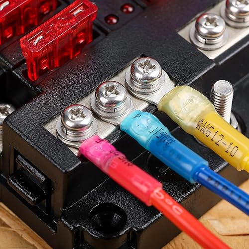 Miniatura 18 de haisstronica 100 conectores de anillo termorretráctil de grado marino rojo de 5/16 pulgadas, conectores de terminales de anillo de cobre rojo