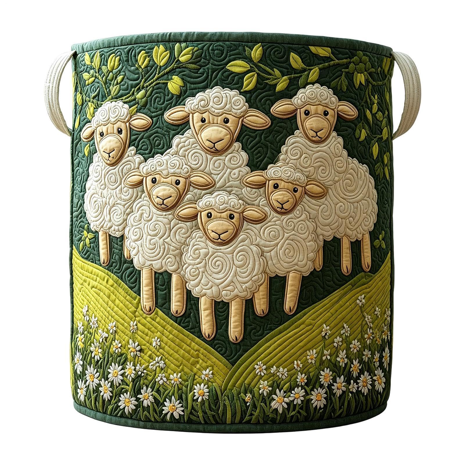 Cesto portabiancheria trapuntato, 35,6 x 45,7 cm, con manico, grande