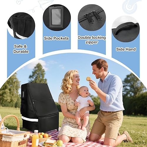 Miniatura 7 de Bolsa de viaje para asiento de automóvil mejorada para avión con ruedas, bolsa de viaje para asiento de automóvil para avión, bolsa de viaje para