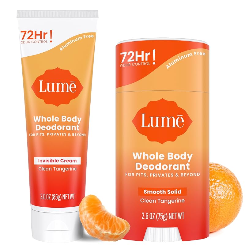 Desodorante corporal Lume Tangerine em bastão e creme, pacote com 2