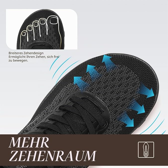 ASHION Barefoot Shoes with Wide Toe Box Men's Minimalist Outdoor Trail Running Shoes Men's Fitness Shoes Trainers