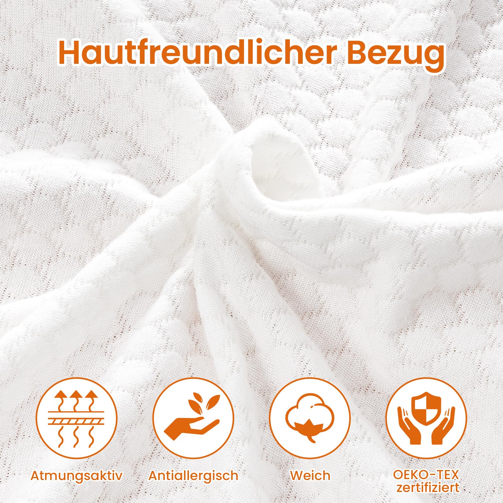 BedStory 10cm Höhe Topper 120x200cm H3/H4 aus Kupferionen Schaumkern, Geeignet für Allergiker, Waschbarer Bezug, Öko-TEX® Zertifiziert Matratzentopper für Boxspringbett Wohnmobil und Schlafsofa