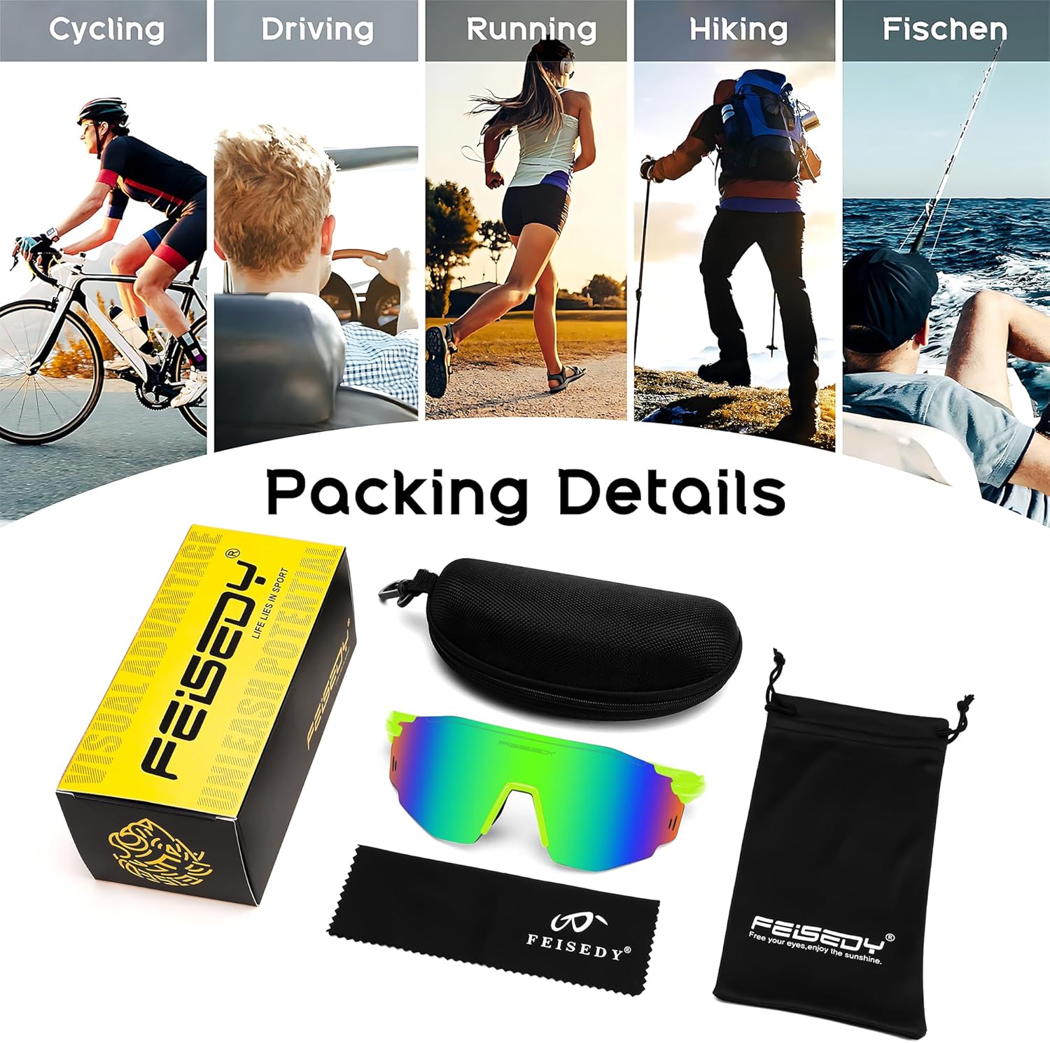 FEISEDY Rimless Sports Sunglasses for Men Women Tr90 Frame for Cycling Fishing Running B0116 - Image 7