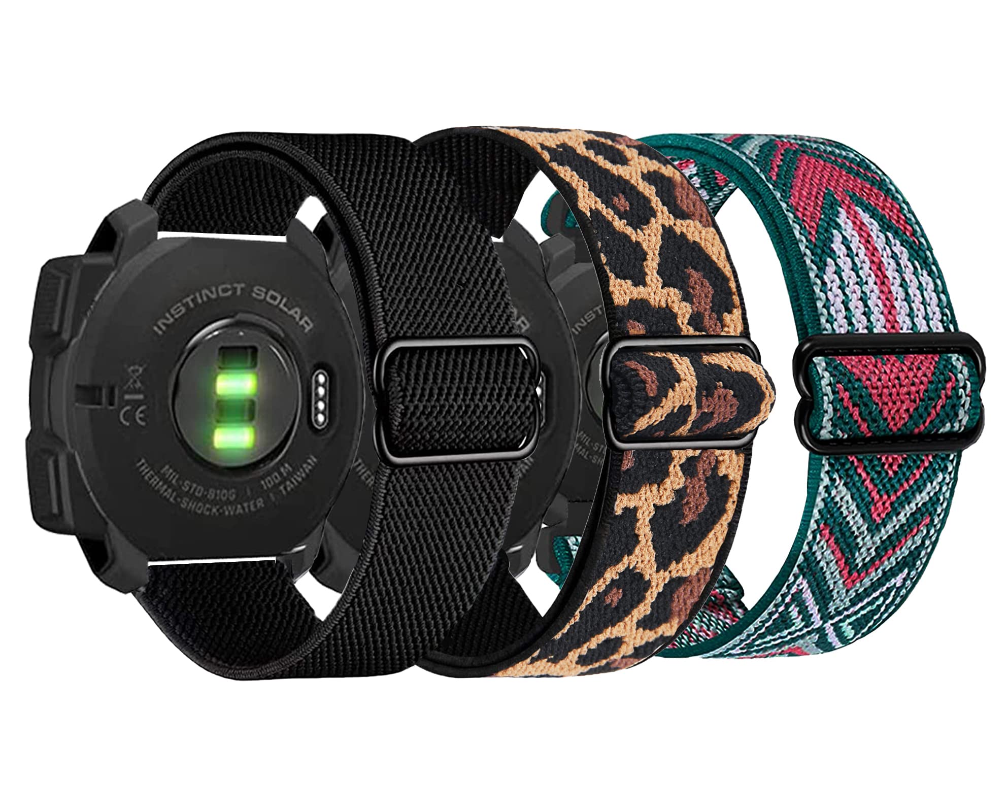 3 Packs Stretchy Nylon Bands Compatible with Garmin Instinct/Instinct 2 Solar/Instinct 3 45mm, 22mm Sport Breathable Wristband for Garmin Instinct Tactical/Solar/Tide/Esports