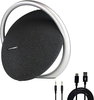 Onyx Studio 8 Bluetooth Wireless Portable Speaker (Black) (HKOS8BLKAM) + USB-C Cable + AUX Cable