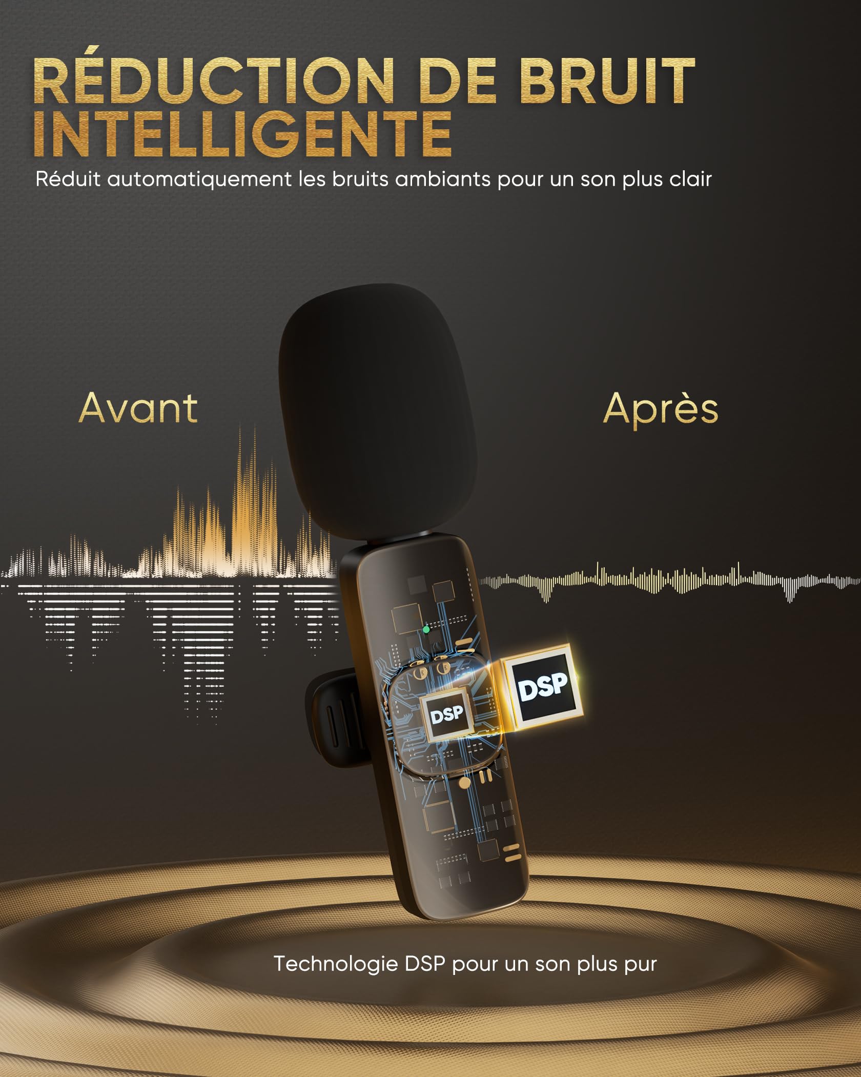 Micro Cravate sans Fil pour iPhone/iPad/Téléphone Android/Ordinateur Portable, IUMAKEVP Plug-Play Microphone à Clipser Revers avec Réduction du Bruit pour Enregistrement Vidéo/Vapeur en Direct(2 Mics)