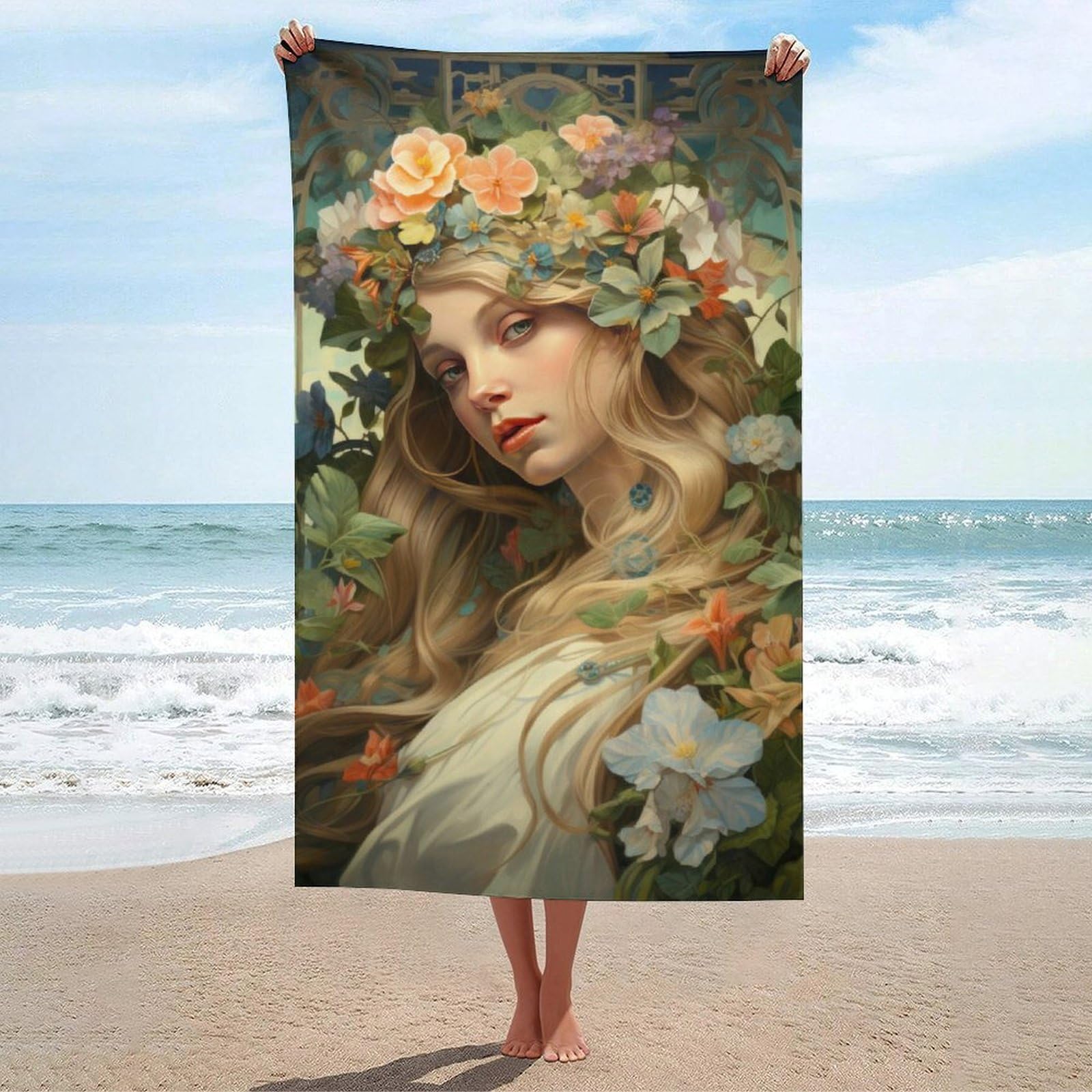 Serviettes de plage anti-sable légères et compactes pour adulte motif floral 130x80cm