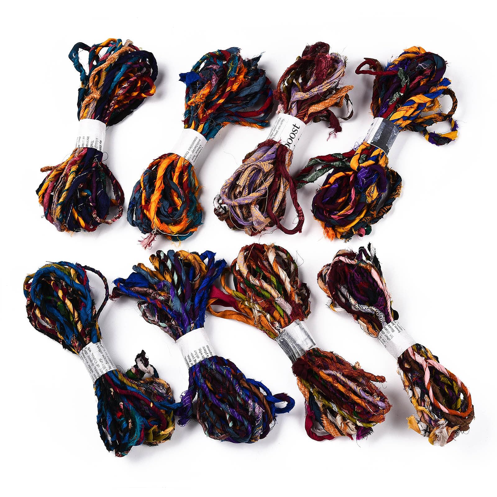 Spritewelry 5.47 Yards Vintage Sari Silk Ribbon Yarn Threads Random Color Ethnic Trim Beading Cord String for DIY Knitting Crochet Crafts Making Christmas Decoration