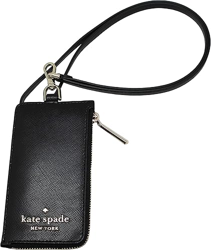 Kate Spade New York Estuche para tarjetas Staci con cordón, color negro, Negro -, Funda tipo cartera para tarjetas