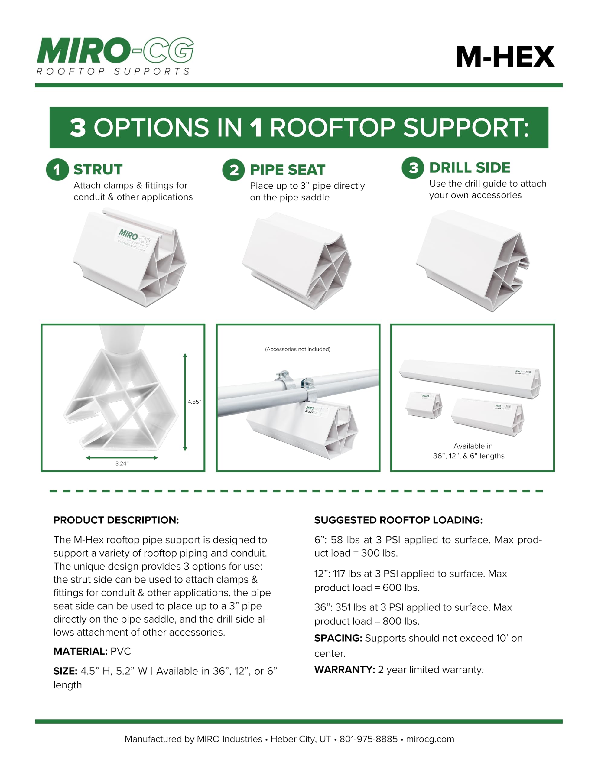 Roof Equipment Support M-Block Rooftop Pipe Support - Heavy Duty Rubber ...