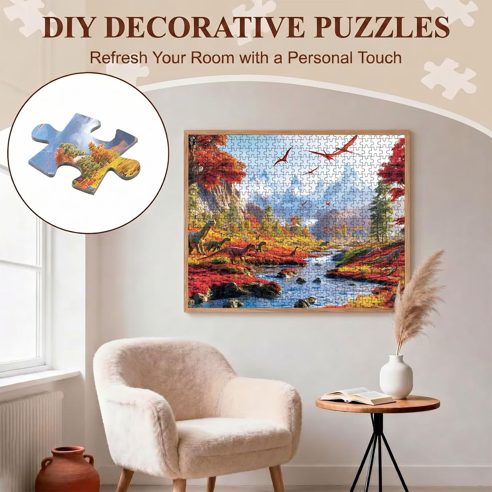 Puzzle 2000 Pezzi Classici, Puzzle Dinosauro mondo 99 x 70 cm, Gioco Educativo e Antistress in Legno con Poster Incluso, Ttività DIY per Famiglia, Regalo per Appassionati, Decor Parete Casa, f0-598