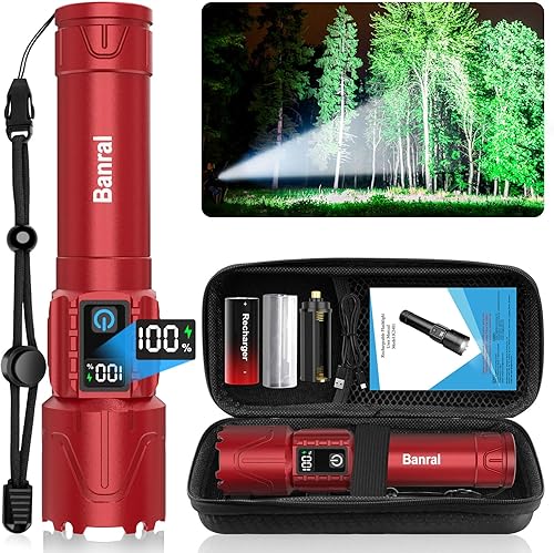 Miniatura 11 de Linternas Tácticas Recargables de Alto Lúmenes - 5000mAh LED Súper Brillante Luz Flash Potente, Linterna USB C Impermeable de Mano para Hogar,