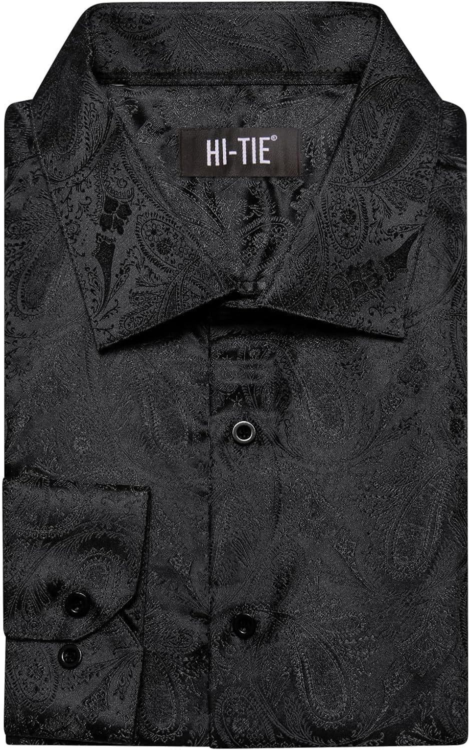 Hi-Tie Silk Mens Paisley Dress Shirts Casual Long Sleeve Button Down Regular Fit Shirts Formal Wedding Party Business - Image 7
