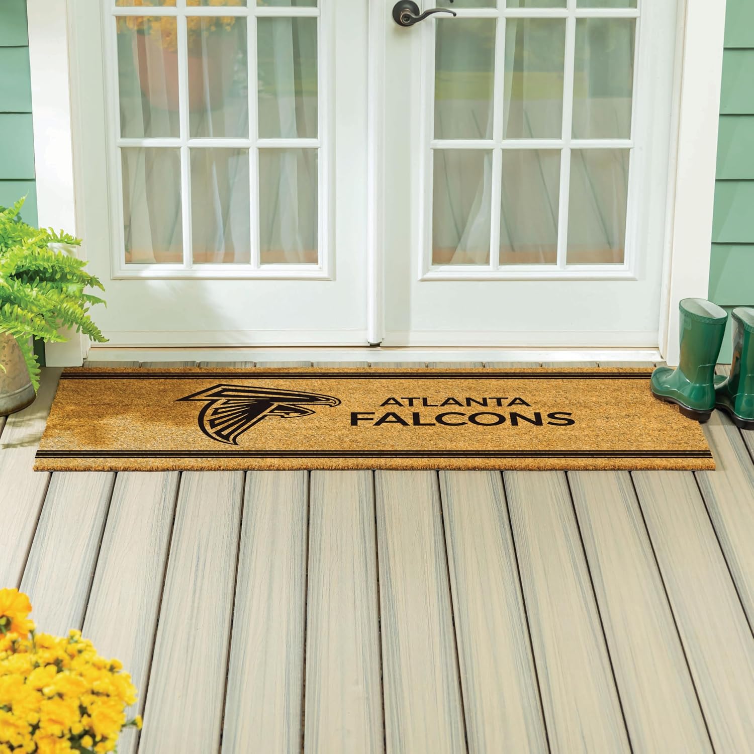 Team Sports America NFL Atlanta Falcons Coir Doormat 60"x24", Officially Licensed Team Logo, Extra Large Front Door Mat, Outdoor Indoor Entrance Rug, Non-Slip Welcome Mat for Double Doors Porch Patio