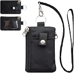 CHENSPRX Minimalist RFID Blocking Small Wallet with ID Window,WaterResistant Zip Id Case Wallet with Lanyard Keychain for Cards,Cash,Travel,Women,Men, GreenOnion+DarkGreen