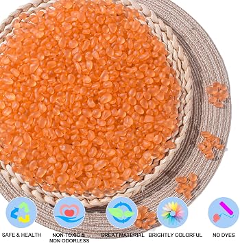 Keedolla Aquarium Rocks Betta Fish Tank Gravel, 8oz Frosted Sea Glass Marbles Gemstones for Vase Fillers, DIY Crafts and Home Decor - Orange, 6-9mm