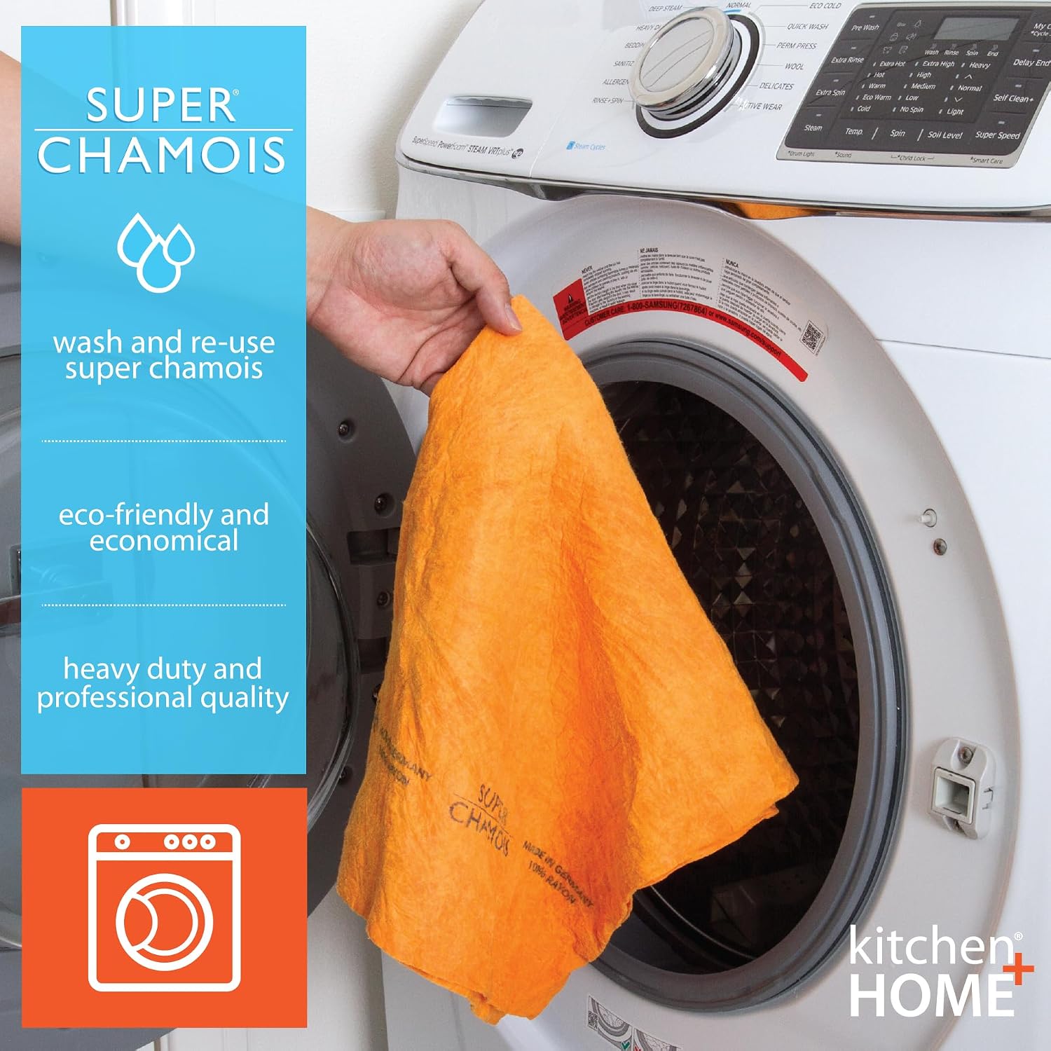 Super Chamois - Extra Large 20" X 27" Super Absorbent Cleaning Cloth - 6 Pack Orange Shammy - Holds 10x It's Weight in Liquid