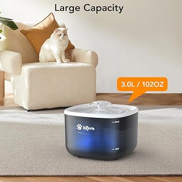 101.4oz/3L Automatic Pet Fountain Cat Water Fountain Dog Water Dispenser with Replacement Filters for Cats, Dogs, Multiple Pets